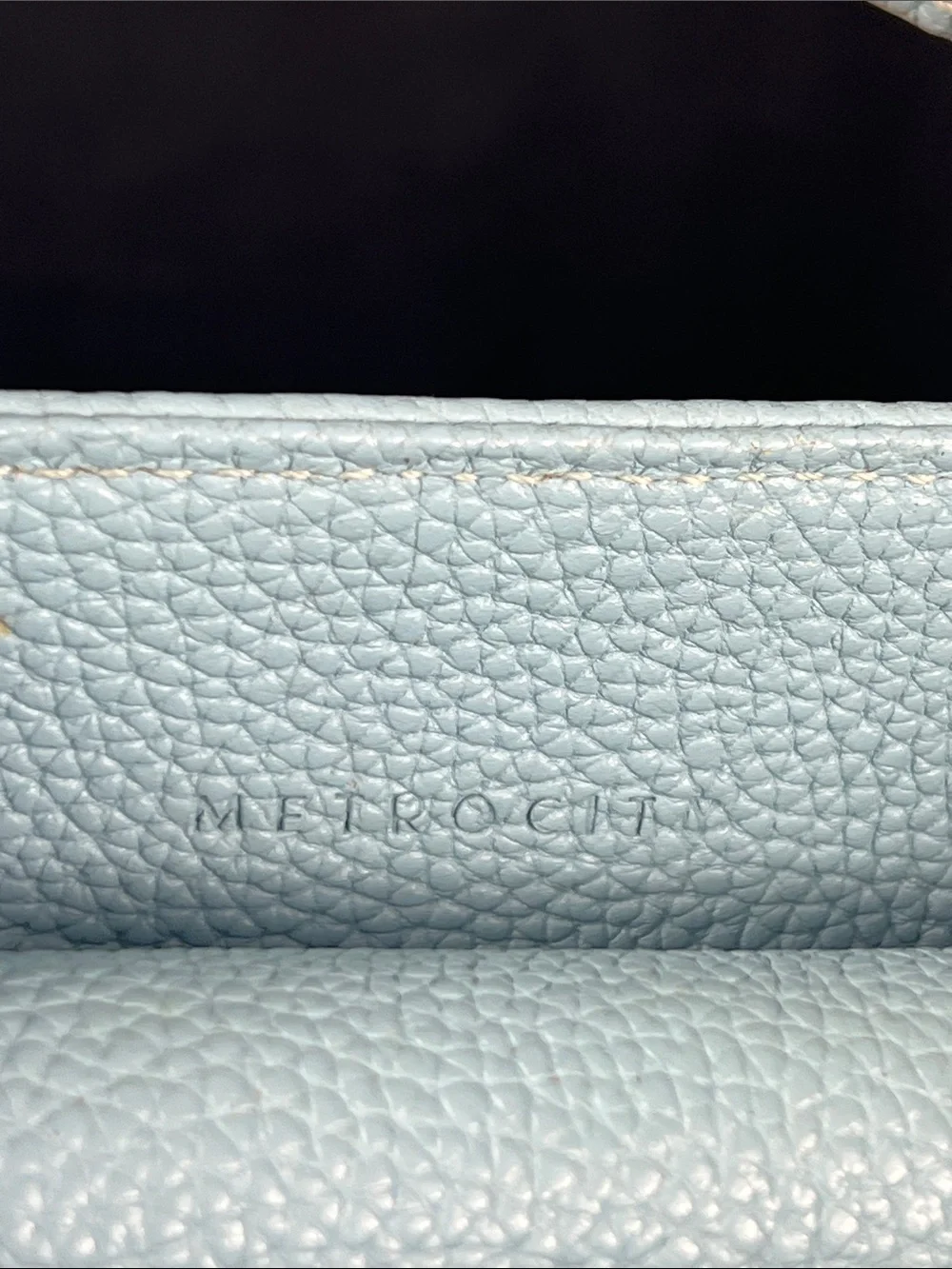 Metrocity Korean Luxury Sky Blue Debossed Leather 2-Way Tote